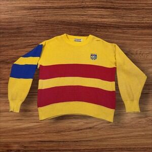 Vintage Lions Pride Barcelona 92 Olympic NBC Crewneck Sweater Yellow Red Blue